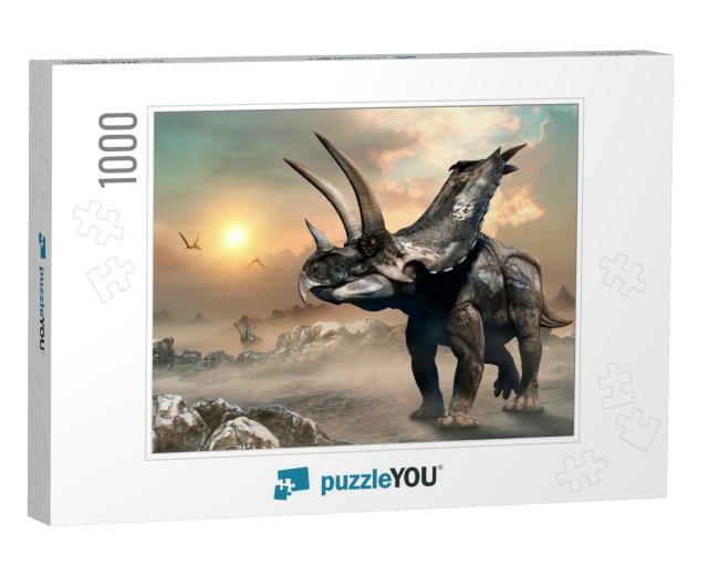 Agujaceratops Scene 3D Illustration... Jigsaw Puzzle with 1000 pieces