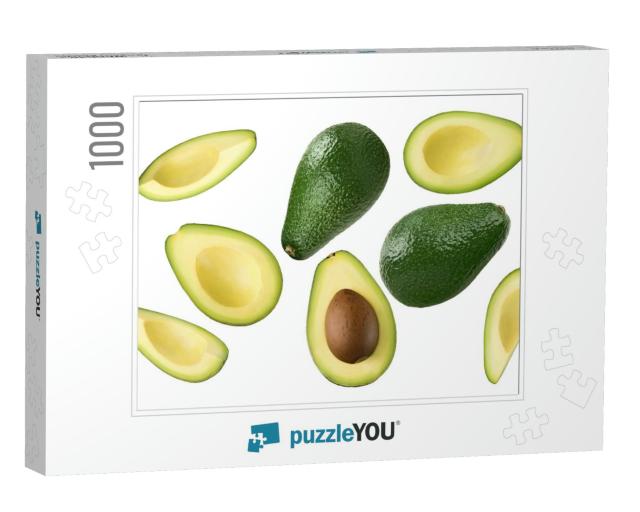 Avocado Pieces Set Isolated on White Background as Packag... Jigsaw Puzzle with 1000 pieces