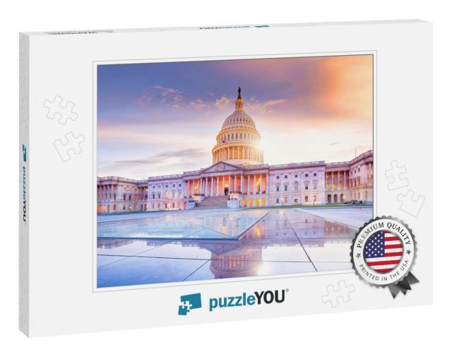 The United States Capitol Building with the Dome Lit Up A... Jigsaw Puzzle