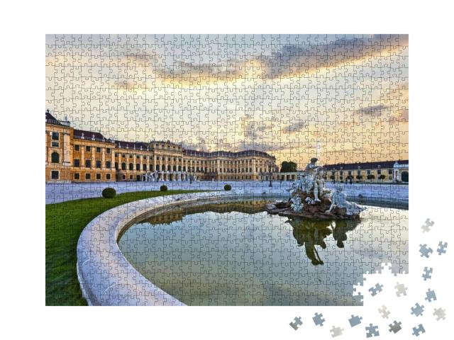 Front of the Schoenbrunn Palace in Vienna At Sunset - Aus... Jigsaw Puzzle with 1000 pieces