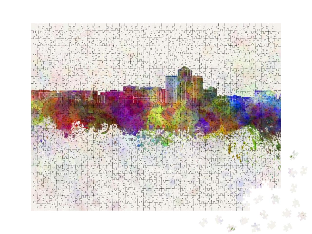 Tucson Skyline in Watercolor Background... Jigsaw Puzzle with 1000 pieces
