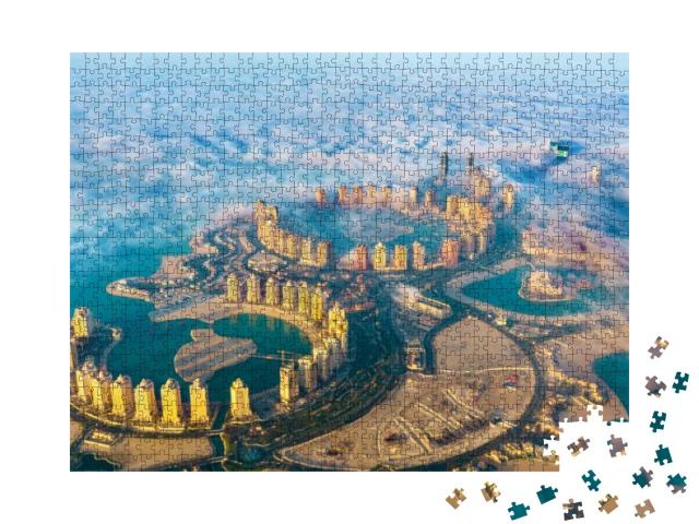 Aerial View of the Pearl-Qatar Island in Doha Through the... Jigsaw Puzzle with 1000 pieces