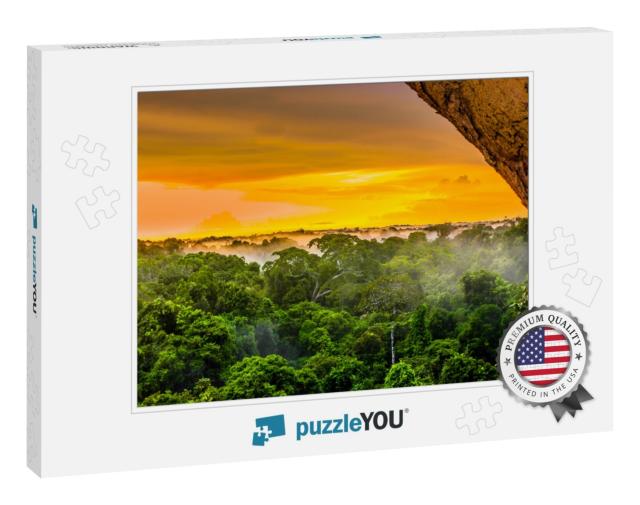 Sunset Over the Trees in the Brazilian Rainforest of Amaz... Jigsaw Puzzle