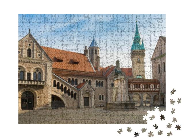 Burgplatz with Braunschweiger Loewe, Burg Dankwarderode &... Jigsaw Puzzle with 1000 pieces