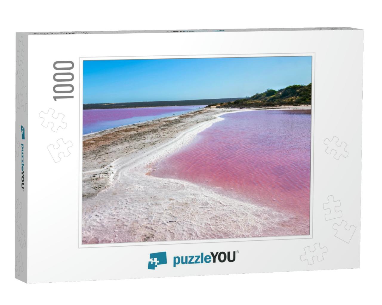 Pink Salt Lake At Gregory in Western Australia. Scenic Sh... Jigsaw Puzzle with 1000 pieces
