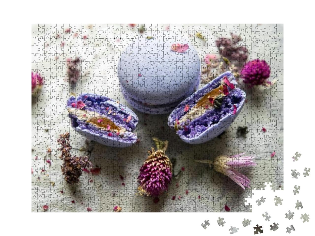 Purple Macarons with Wildflowers... Jigsaw Puzzle with 1000 pieces
