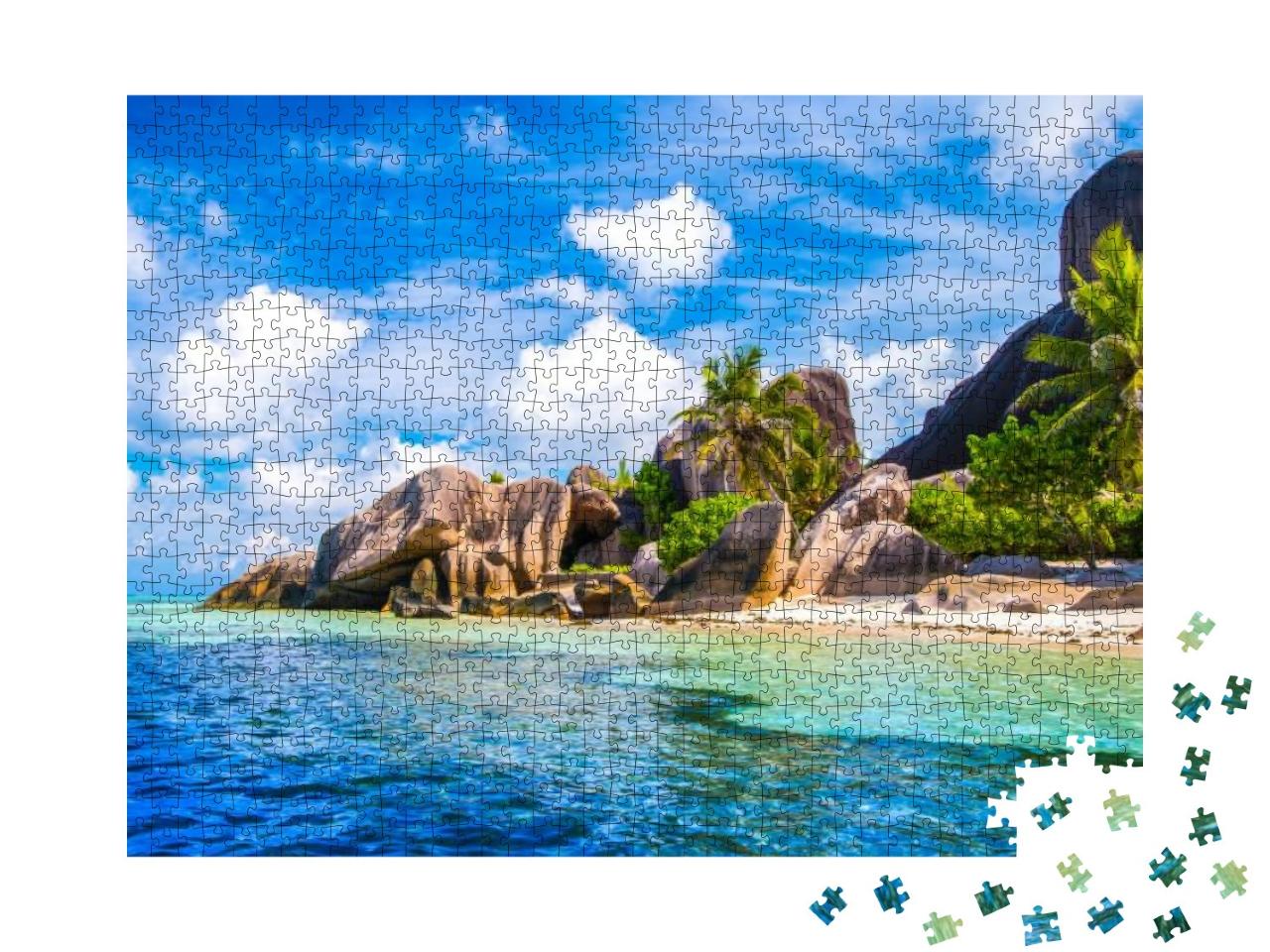 The Famous Beach, Source Dargent At La Digue Island, Seyc... Jigsaw Puzzle with 1000 pieces