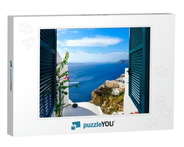 View from a Window Overlooking the Sea, Caldera & Whitewa... Jigsaw Puzzle