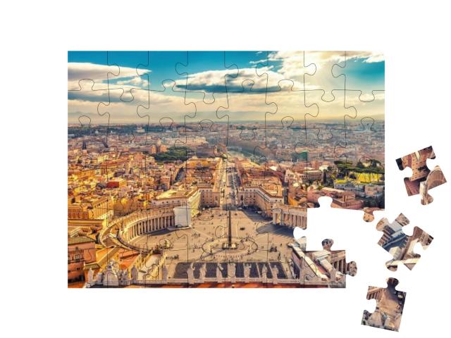Saint Peters Square in Vatican & Aerial View of Rome... Jigsaw Puzzle with 48 pieces