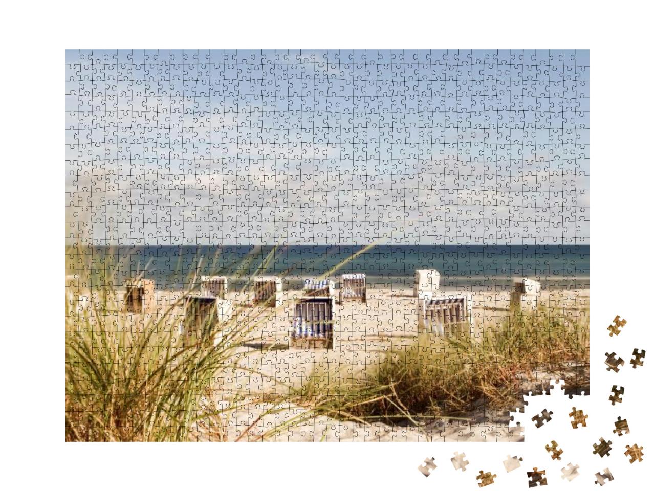 Hooded Beach Chairs At the Baltic Sea, Focus on the Dune... Jigsaw Puzzle with 1000 pieces