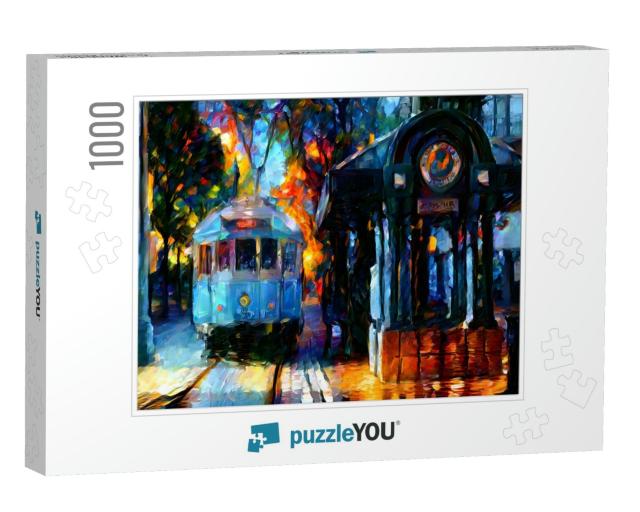 Digital Art of the Main Street Trolley as It Pulls Into J... Jigsaw Puzzle with 1000 pieces