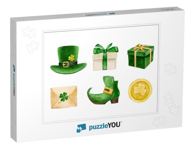 Watercolor St. Patrick's Day, Green Home Decor, I... Jigsaw Puzzle