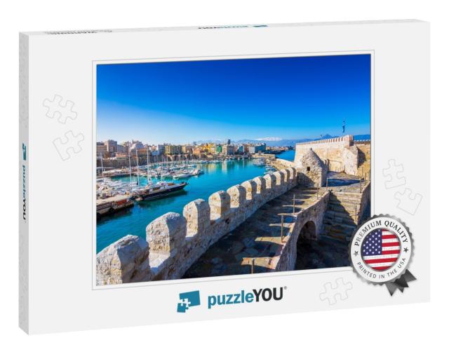 Heraklion Harbor with Old Venetian Fort Koule & Shipyards... Jigsaw Puzzle