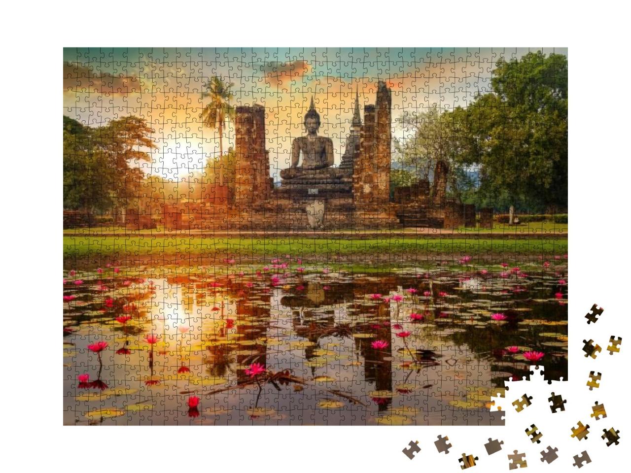 Wat Mahathat Temple in the Precinct of Sukhothai Historic... Jigsaw Puzzle with 1000 pieces