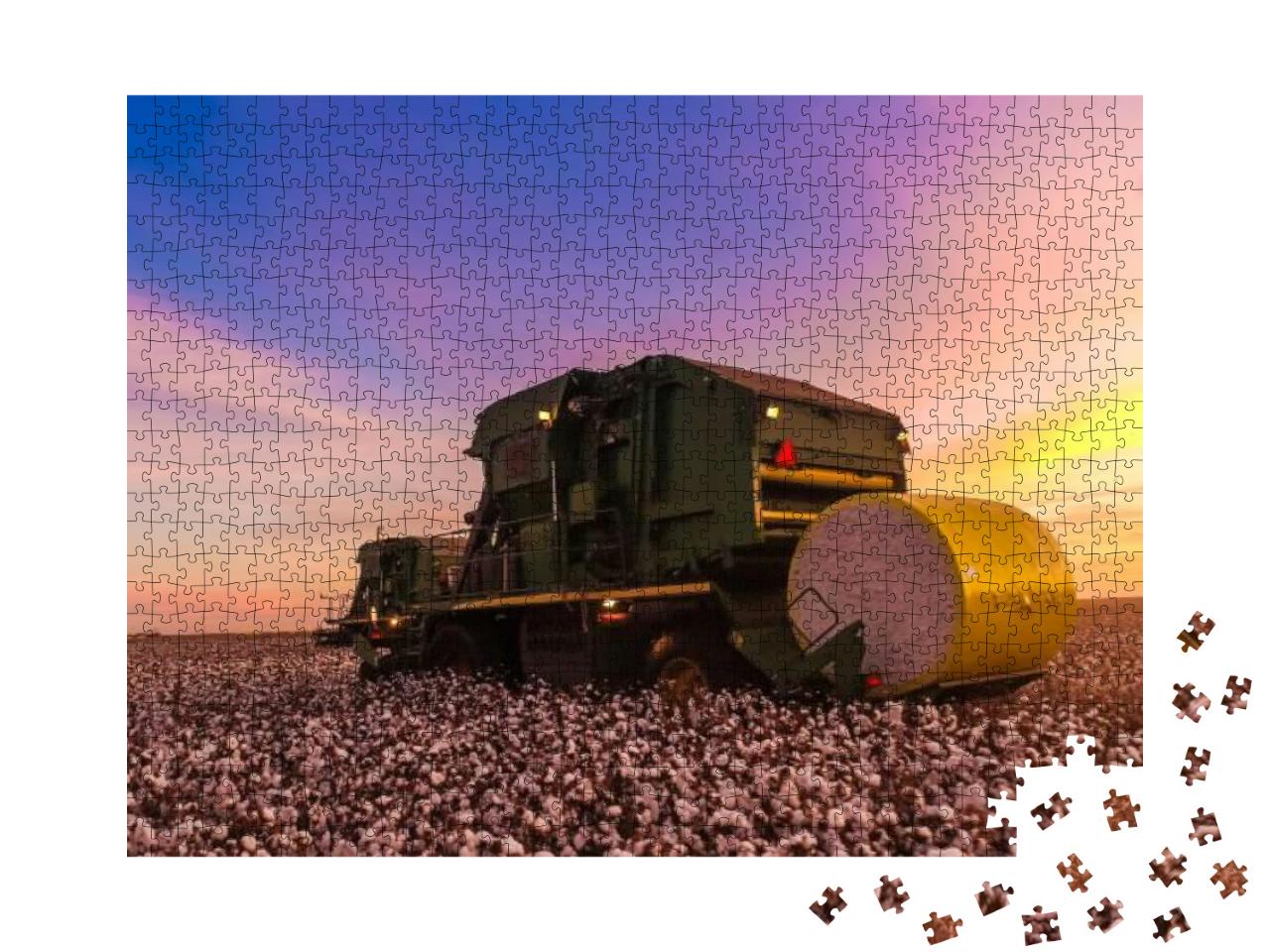 Cotton Harvest, Sunset, Horizon... Jigsaw Puzzle with 1000 pieces