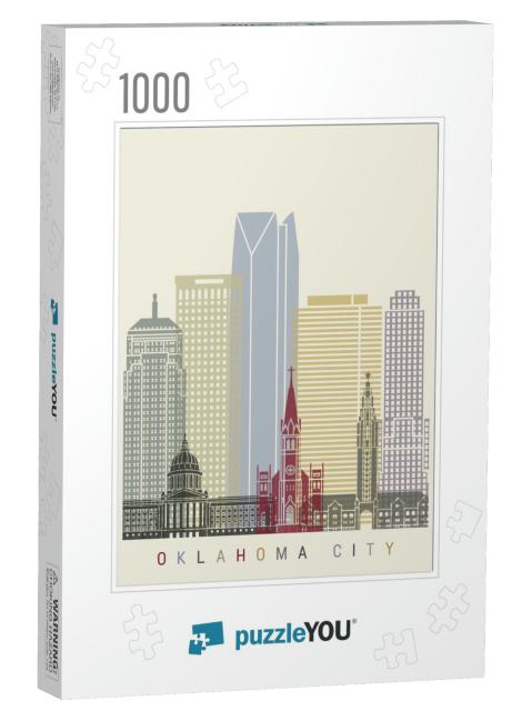 Oklahoma City Skyline Poster in Editable Vector File... Jigsaw Puzzle with 1000 pieces