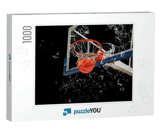 Shattered Backboard. Basketball Concept on Dark Backgroun... Jigsaw Puzzle with 1000 pieces