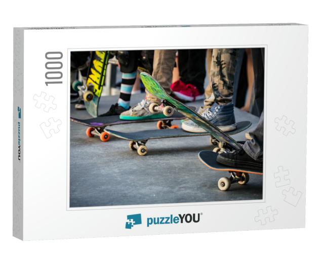 A Skateboarder in Action At Venice Beach Skate Park in Lo... Jigsaw Puzzle with 1000 pieces
