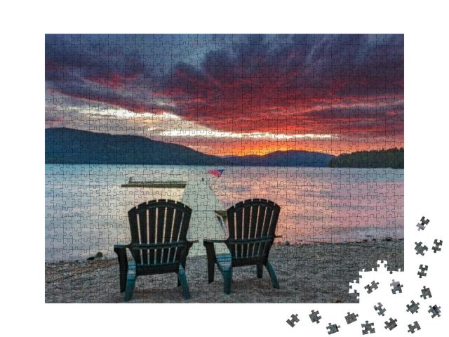 Sunset View Into Whitefish Lake in Whitefish, Montana, Us... Jigsaw Puzzle with 1000 pieces