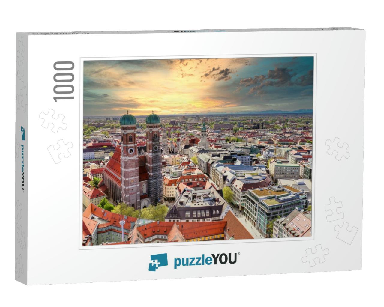 Munich Sunset Aerial View, Bavaria - Germany... Jigsaw Puzzle with 1000 pieces