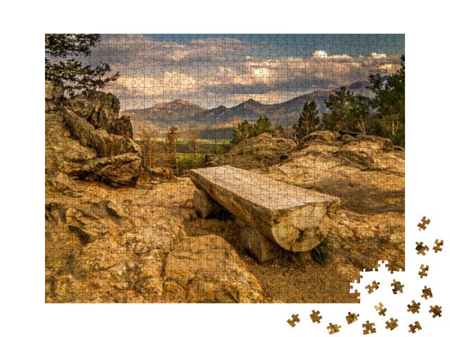 Park Bench in Rocky Mountain National Park, Colorado... Jigsaw Puzzle with 1000 pieces