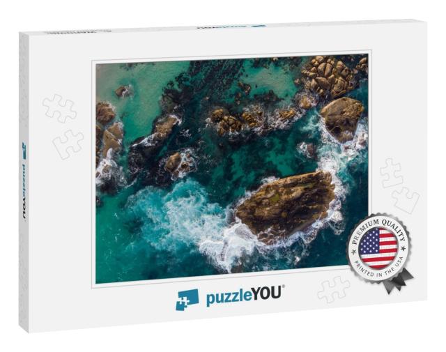 Aerial View of Rocky Coastline, Greens Pool Beach, Crysta... Jigsaw Puzzle