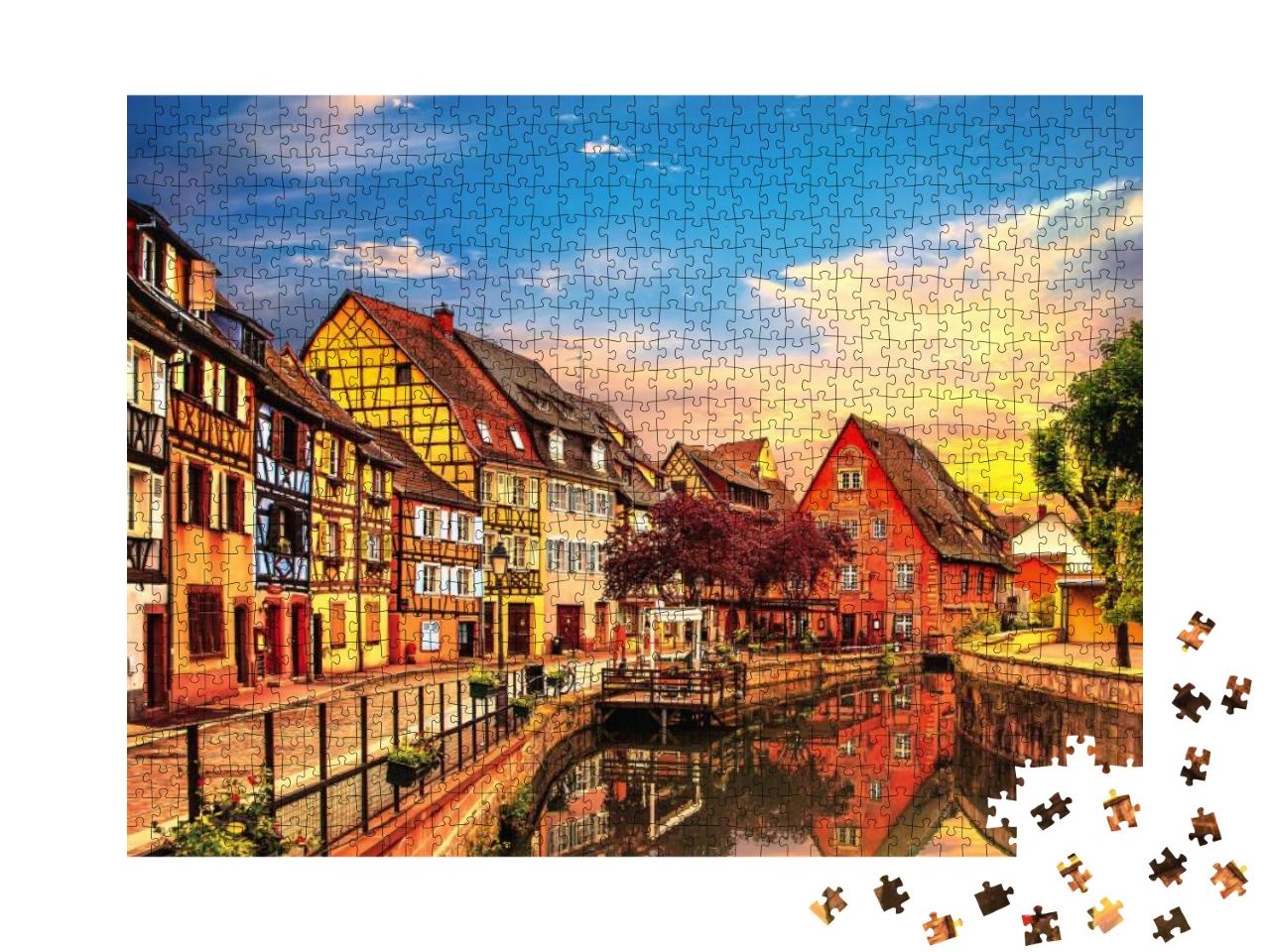 Colmar, Petit Venice, Water Canal & Traditional Colorful... Jigsaw Puzzle with 1000 pieces