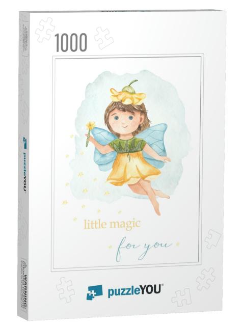 Little Garden Fairy with a Magic Wand Watercolor P... Jigsaw Puzzle with 1000 pieces