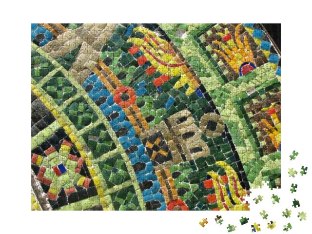 Close-Up of Colorful Tile Mosaic with Mexican Indigenous... Jigsaw Puzzle with 1000 pieces