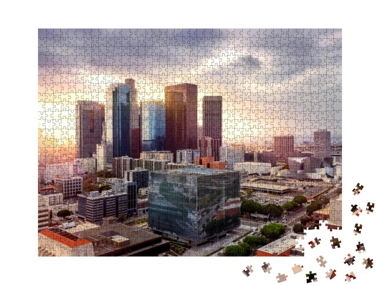 Downtown Los Angeles Skyline At Sunset... Jigsaw Puzzle with 1000 pieces