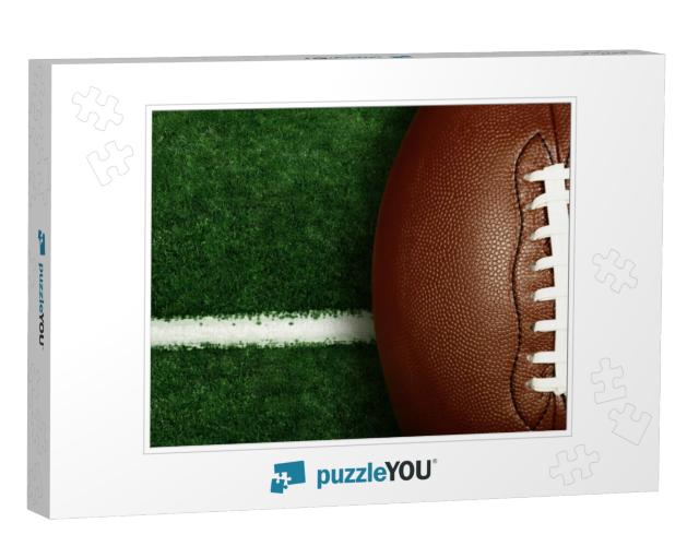 American football on football field background Jigsaw Puzzle
