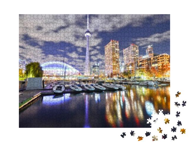 Toronto Skyline At Night in Ontario, Canada... Jigsaw Puzzle with 1000 pieces