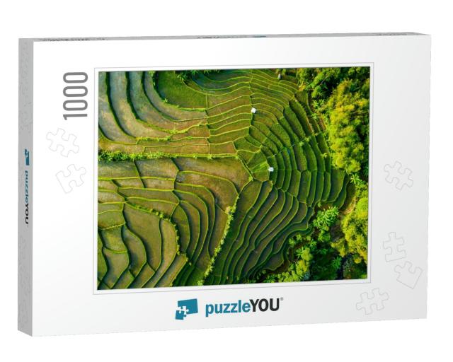Aerial View of Rice Field Terrace, Bandung, West Java Ind... Jigsaw Puzzle with 1000 pieces