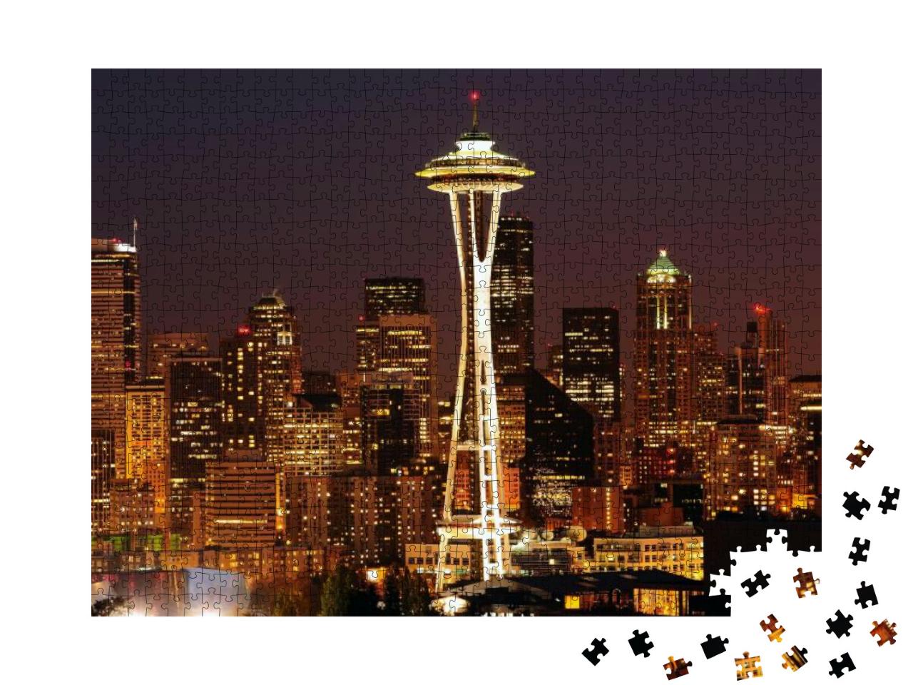 Dazzling Image of the Emerald City of Seattle Skyline At... Jigsaw Puzzle with 1000 pieces