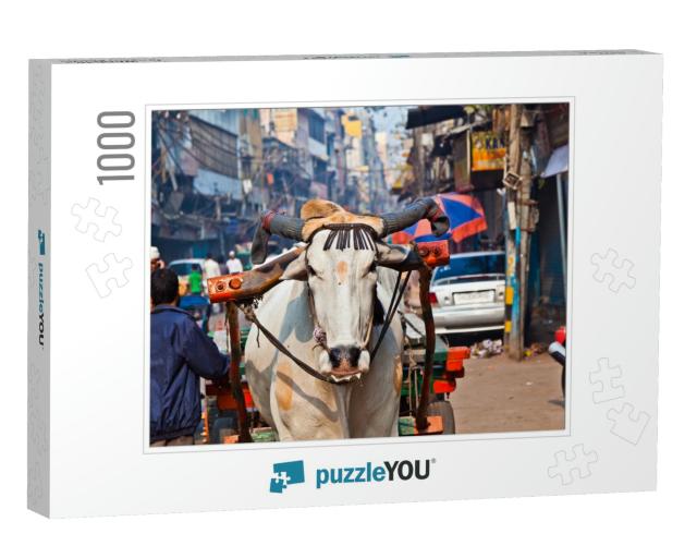Ox Cart Transportation on Early Morning in Old Delhi, Ind... Jigsaw Puzzle with 1000 pieces