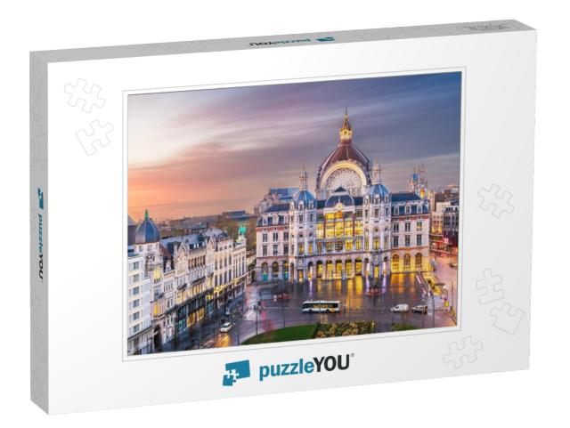 Antwerp, Belgium Cityscape At Central Railway Station fro... Jigsaw Puzzle