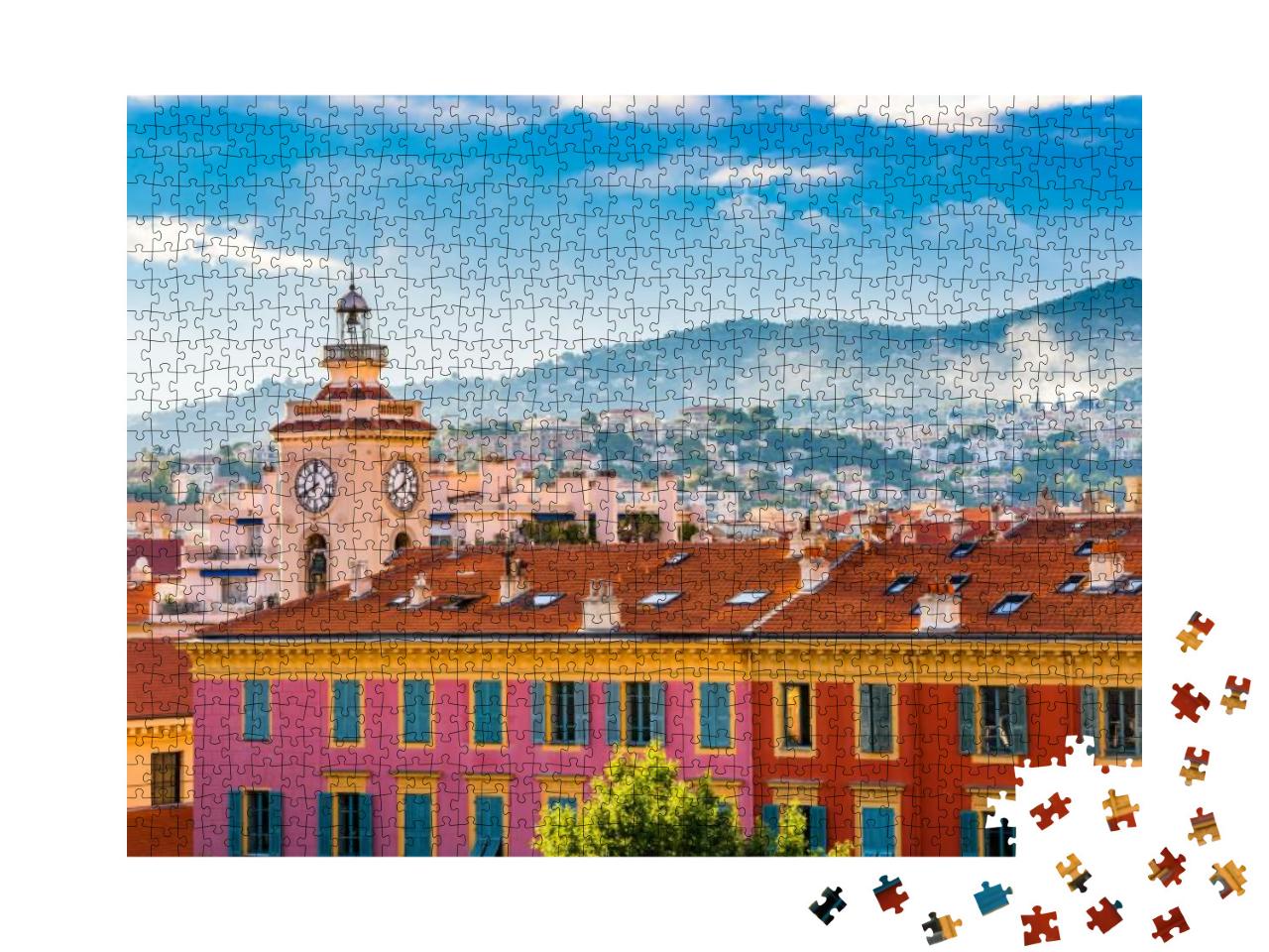 Clock Tower in Port Lympia Old Town Nice France... Jigsaw Puzzle with 1000 pieces