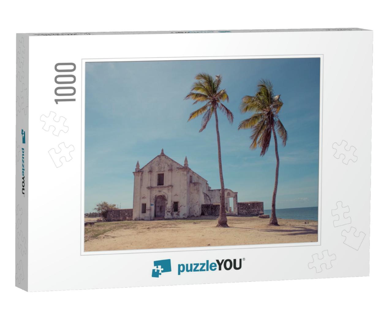 An Old Weathered White Washed Church on the Beach of the... Jigsaw Puzzle with 1000 pieces
