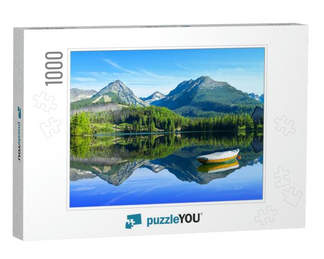 Mountain Lake Strbske Pleso in National Park High Tatra... Jigsaw Puzzle with 1000 pieces