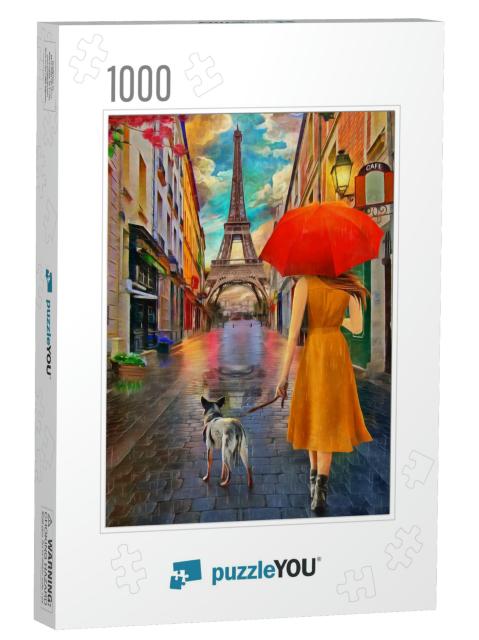 Oil Painting - Rainy Day Paris with Eiffel Tower. Collect... Jigsaw Puzzle with 1000 pieces
