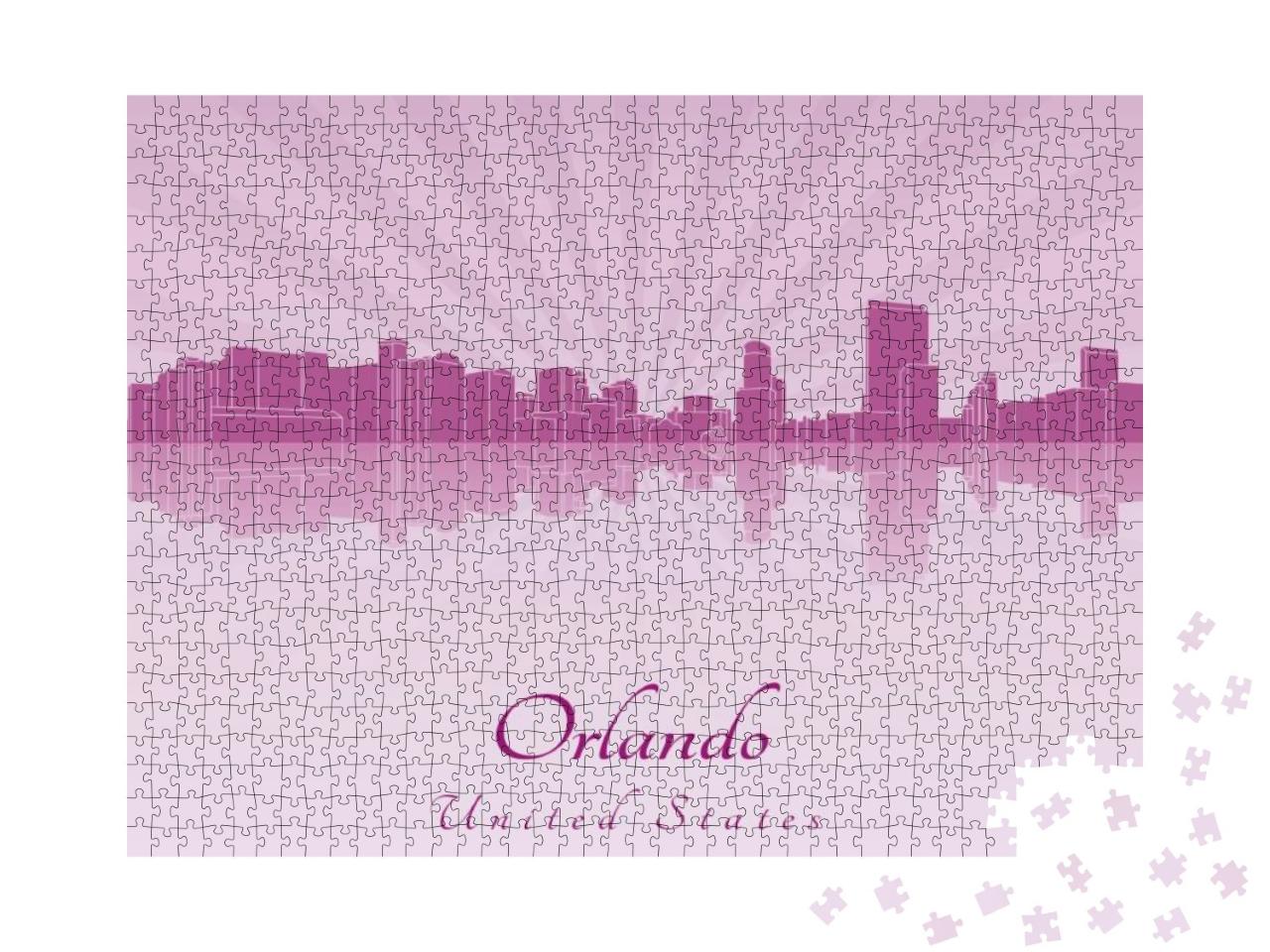 Orlando Skyline in Purple Radiant Orchid... Jigsaw Puzzle with 1000 pieces