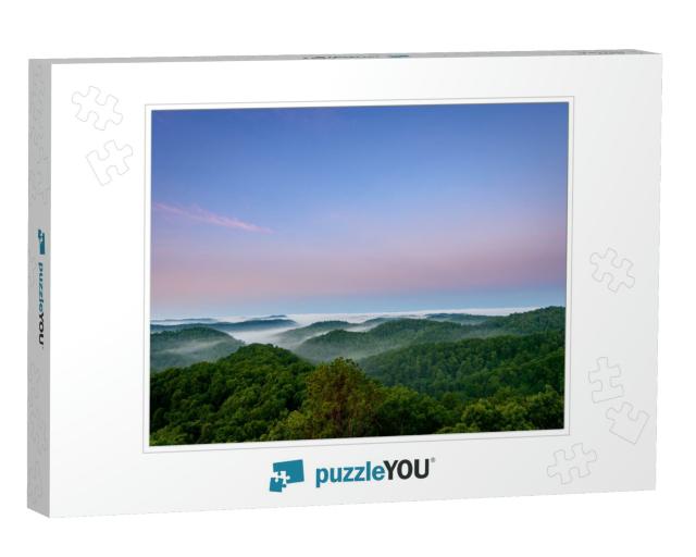A Beautiful Fog Covered View of the Daniel Boone National... Jigsaw Puzzle