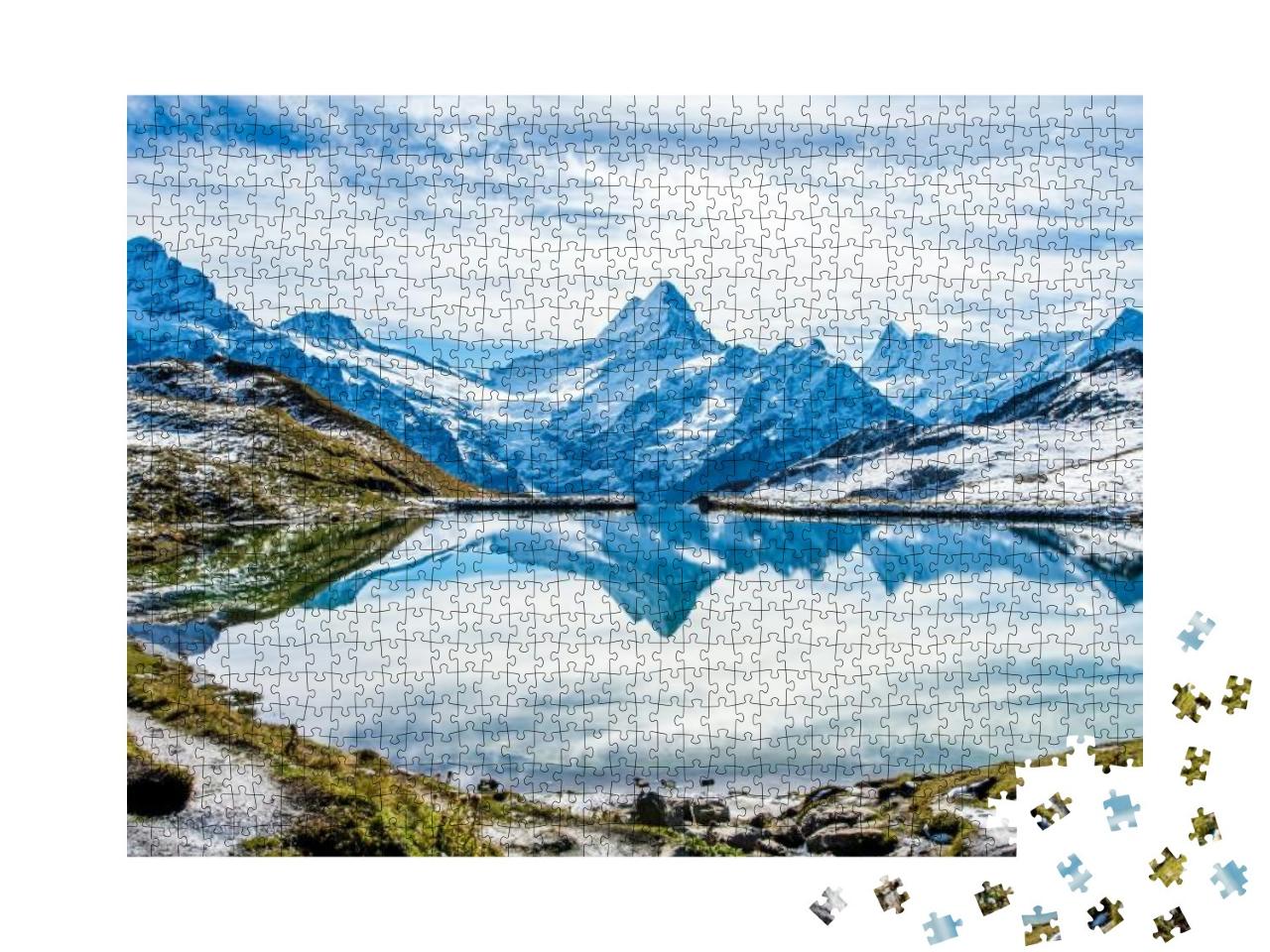 Swiss Alps Water Reflection in Bachalpsee - Mountain Lake... Jigsaw Puzzle with 1000 pieces