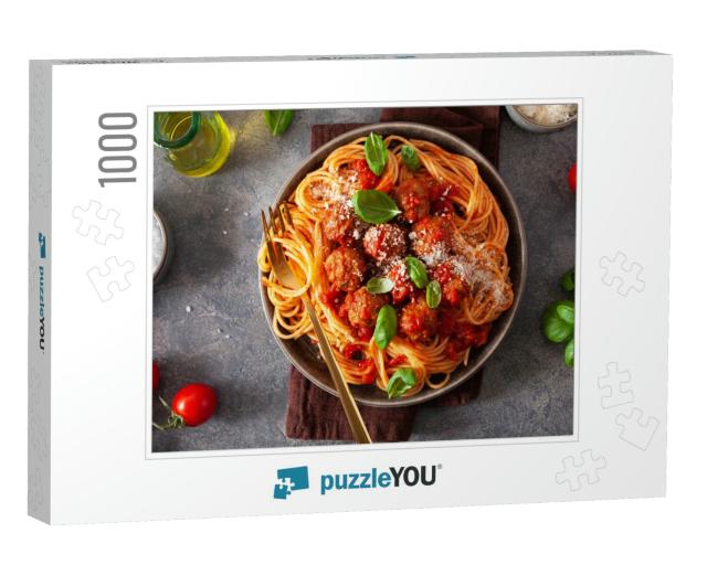 Spaghetti with Meatballs & Tomato Sauce, Italian Pasta... Jigsaw Puzzle with 1000 pieces