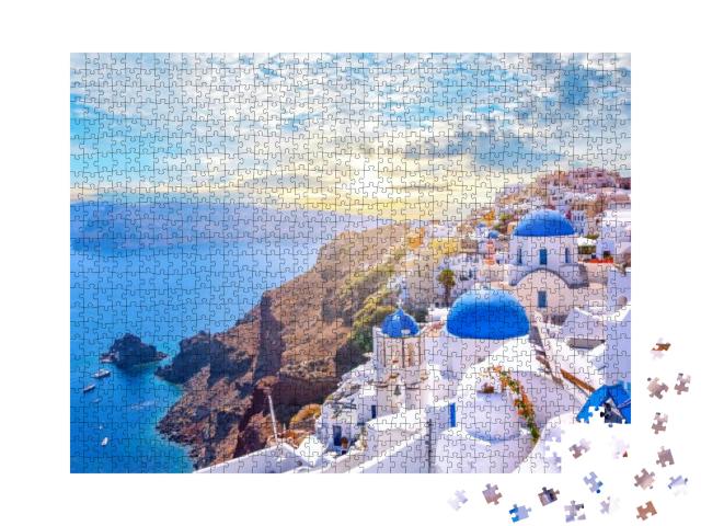 Beautiful Oia Town on Santorini Island, Greece. Tradition... Jigsaw Puzzle with 1000 pieces