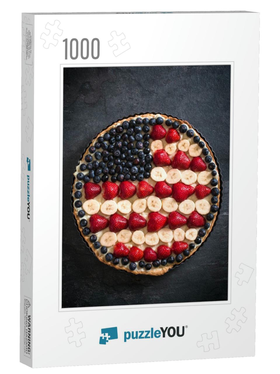 Sweet Fruit & Vanilla Pie with USA Flag on the Top, Select... Jigsaw Puzzle with 1000 pieces