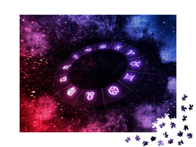 Zodiac Signs Inside of Horoscope Circle on Universe. Astr... Jigsaw Puzzle with 1000 pieces