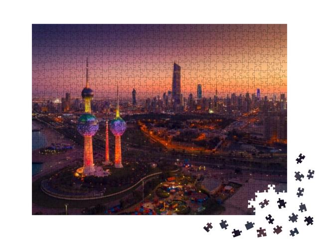A Wonderful Shot of the State of Kuwait At Night... Jigsaw Puzzle with 1000 pieces