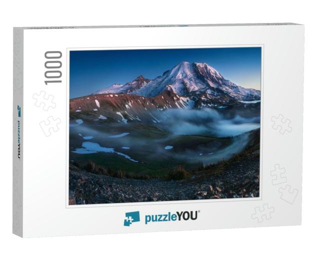 Mount Rainier in the Dusk At Mount Rainier National Park... Jigsaw Puzzle with 1000 pieces