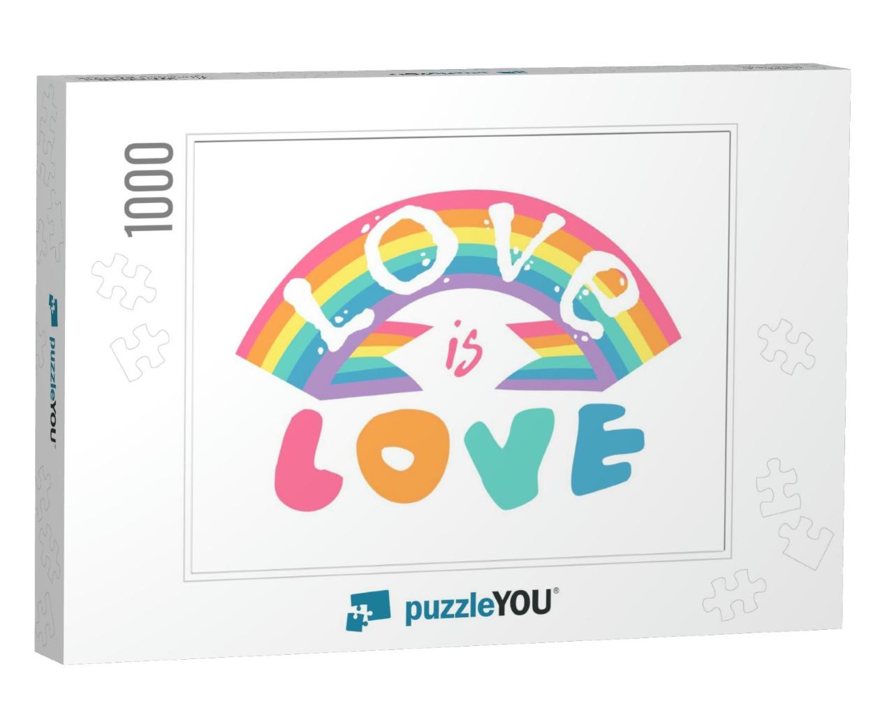 Flat Illustration Rainbow & Text. Cartoon Pride... Jigsaw Puzzle with 1000 pieces